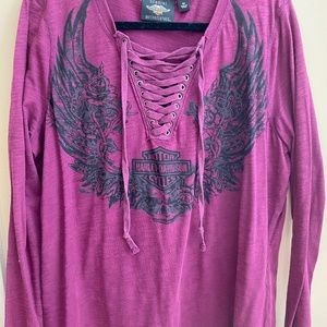 Harley-Davidson Women’s Long Sleeve Top w Laced Neckline